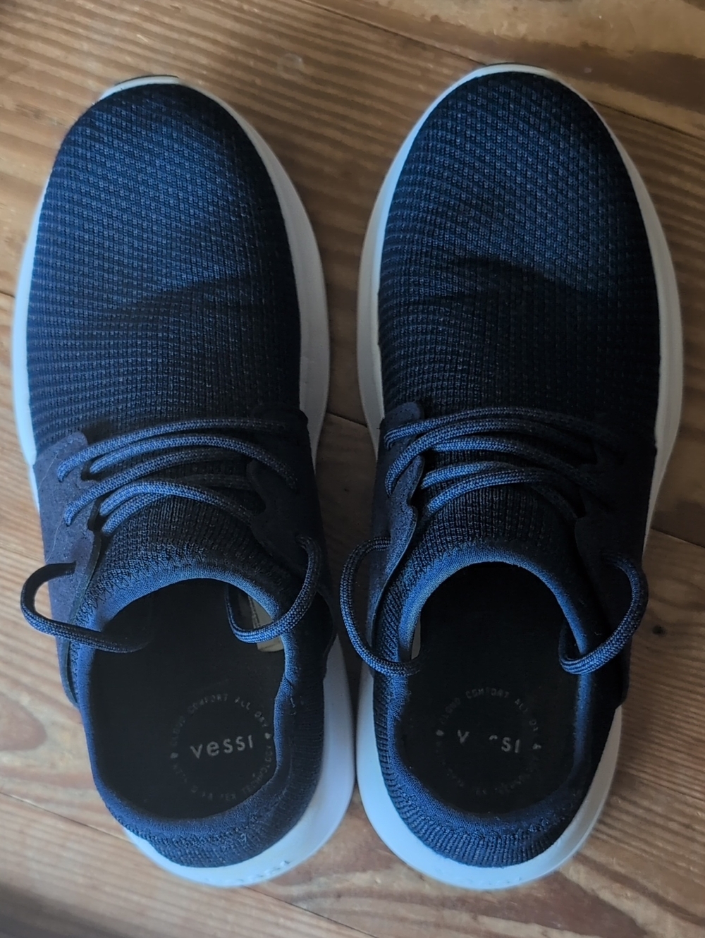 Vessi Women’s Navy Knit Lace-Up Sneakers